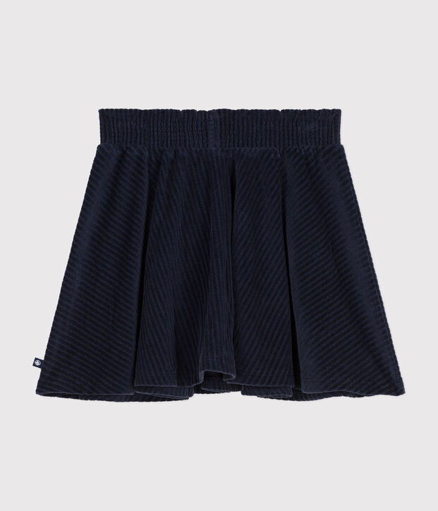 Jupe en bouclette velours enfant fille bleu marine