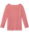 T-shirt femme manches longues en côte originale rouge TERKUIT/blanc MARSHMALLOW