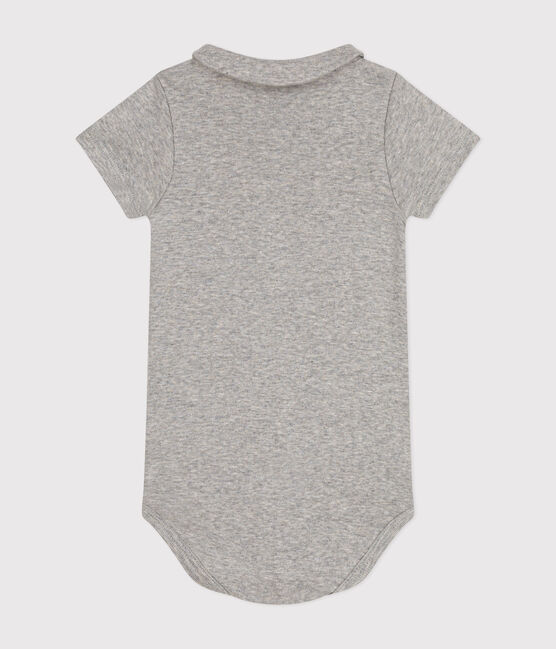 Katoenen body met korte mouw en Peter Pan-kraagje voor baby's grijs CHATON CHINE