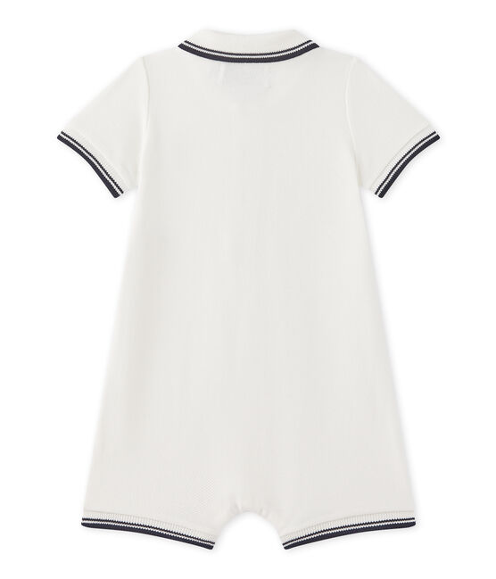 Kort pakje in piquéjersey voor babyjongens wit MARSHMALLOW
