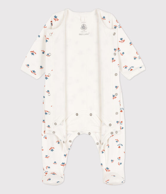 Bodyjama fleur bébé en tubique blanc MARSHMALLOW/blanc MULTICO