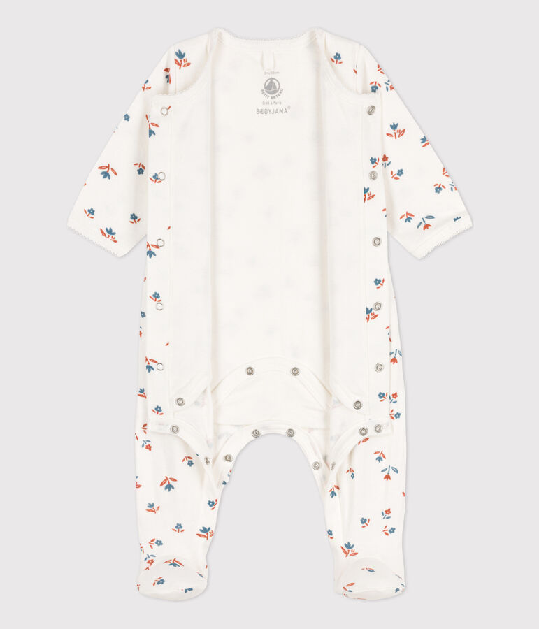 Bodyjama fleur b&eacute;b&eacute; en tubique blanc MARSHMALLOW/blanc MULTICO
