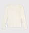 Tee-shirt col danseuse femme en laine et coton uni blanc cass&eacute;