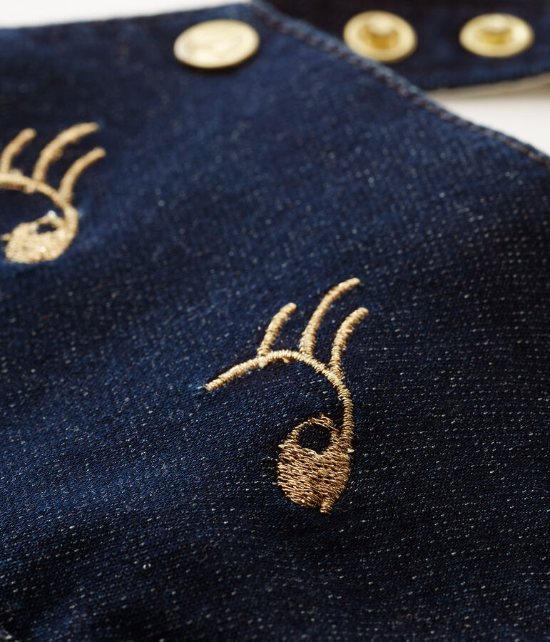 Korte salopette in gebreide stof voor babymeisjes blauw MEDIEVAL/beige ECRU CN