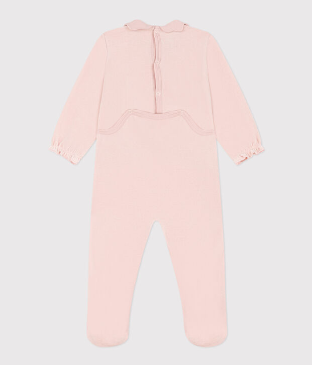 Pyjama b&eacute;b&eacute; uni rose en velours rose