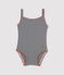 Maillot de bain 1 pièce bébé fille rayure milleraies bleu ABYSSE/blanc LAIT