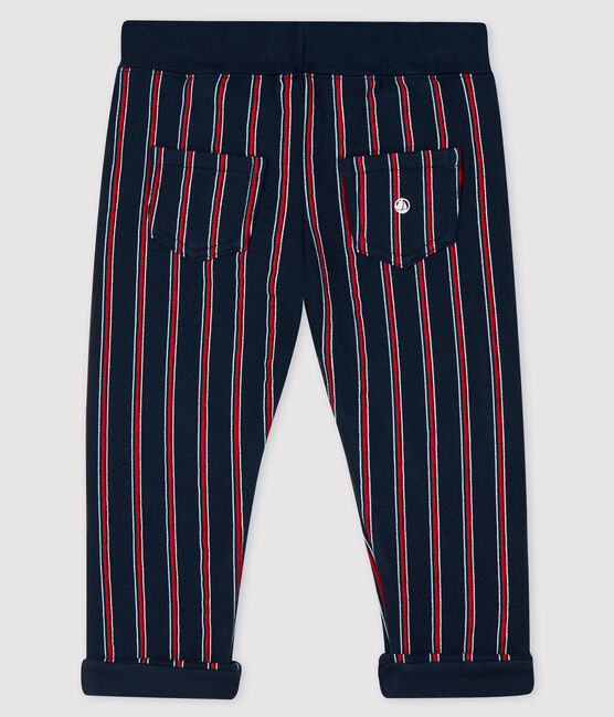 Broek van molton babyjongen blauw SMOKING/wit MULTICO