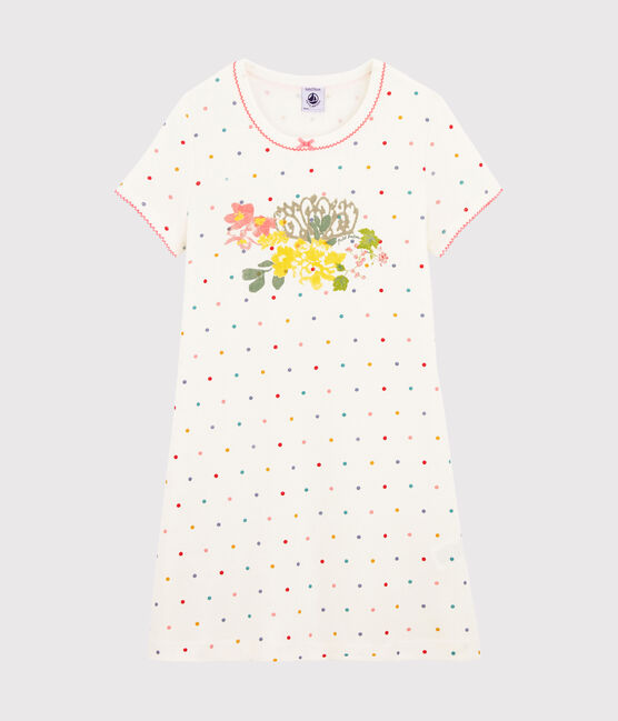 Chemise de nuit petite fille en côte blanc MARSHMALLOW/blanc MULTICO