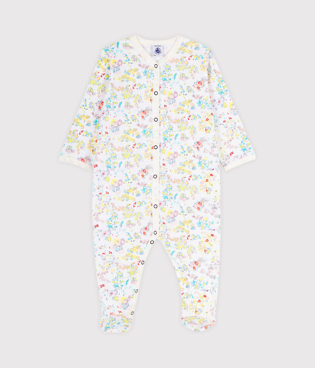 Babypyjama van ribstof wit/geel