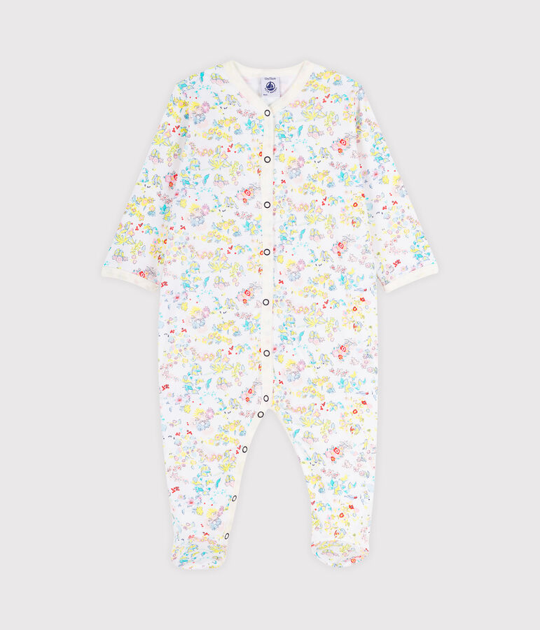 Babypyjama van ribstof wit/geel