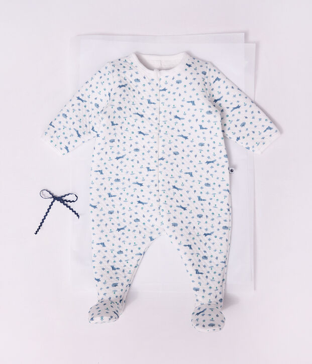 Babypyjama in tubic met vosjesprint wit/multicouleur