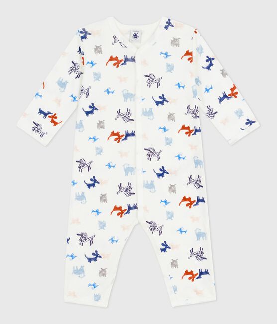 Pyjama bébé en coton sans pieds imprimé chien blanc MARSHMALLOW/blanc MULTICO