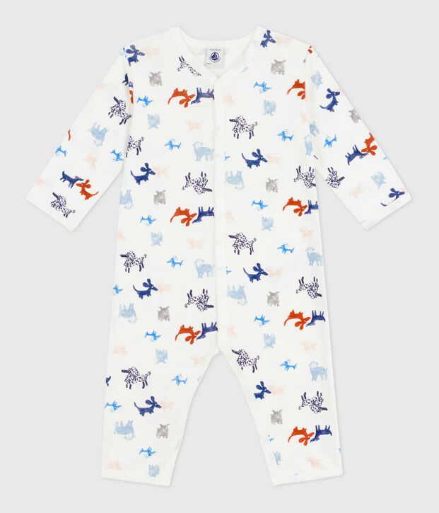 Pyjama b&eacute;b&eacute; en coton sans pieds imprim&eacute; chien blanc/multicouleur