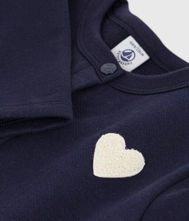 Cardigan enfant en coton uni bleu marine