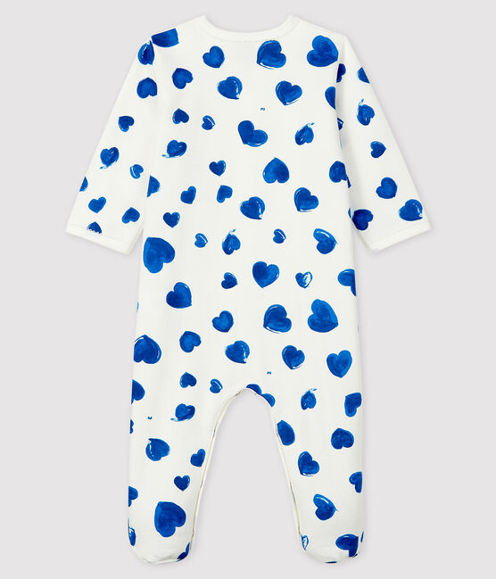 Molton slaappakje met blauwe hartjes voor baby meisjes wit MARSHMALLOW/wit MULTICO