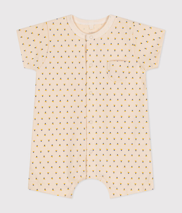 Combinaison courte en jersey l&eacute;ger b&eacute;b&eacute; &eacute;cru/multicouleur