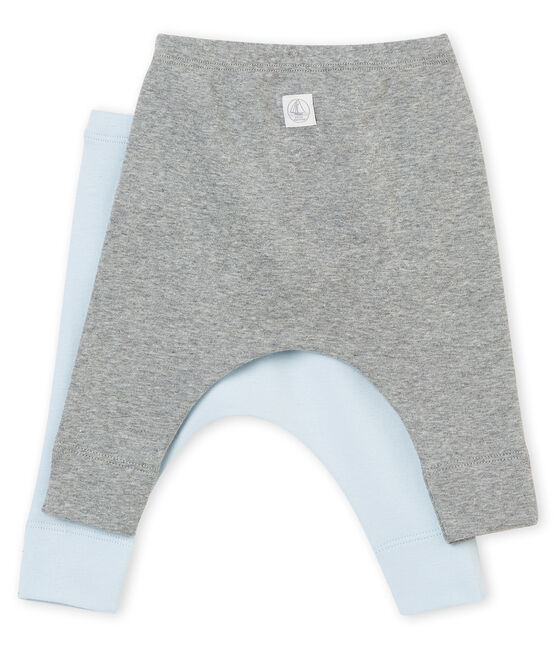 Lot de deux leggings bébé mixte en côte 1x1 grattée unie variante 1