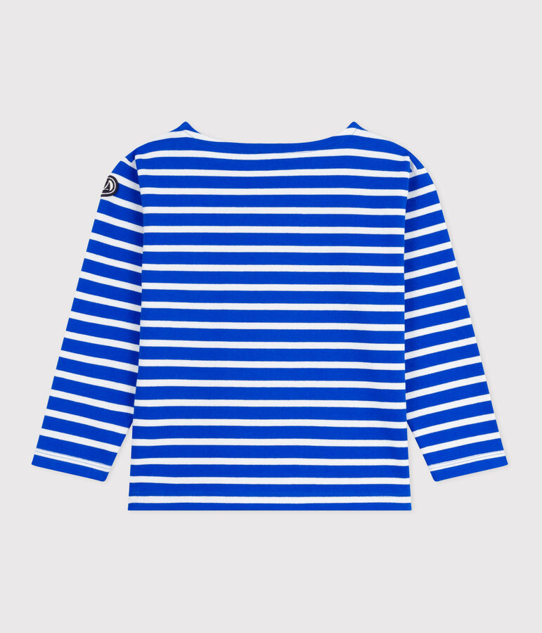 Uniseks katoenen marineshirt met lange mouwen voor kinderen blauw/wit