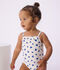 Maillot de bain b&eacute;b&eacute; une pi&egrave;ce &agrave; volants, imprim&eacute; c&oelig;urs blanc/bleu