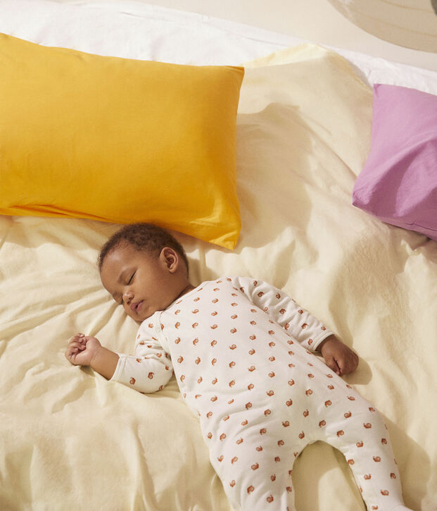 Slaappakje in molton met print voor baby's wit/bruin