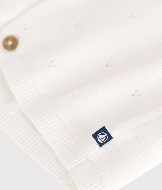 Cardigan en tricot de coton ajour&eacute; b&eacute;b&eacute; blanc