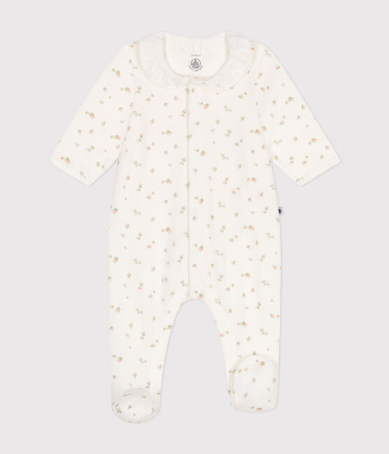 Babypyjama van velours wit MARSHMALLOW/wit MULTICO
