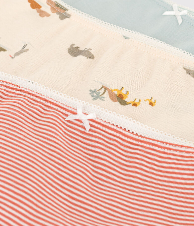 Lot de 3 shorties animaux en coton petite fille multicouleur