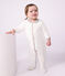 Effen fluwelen babypyjama met kraag met bloemenprint wit