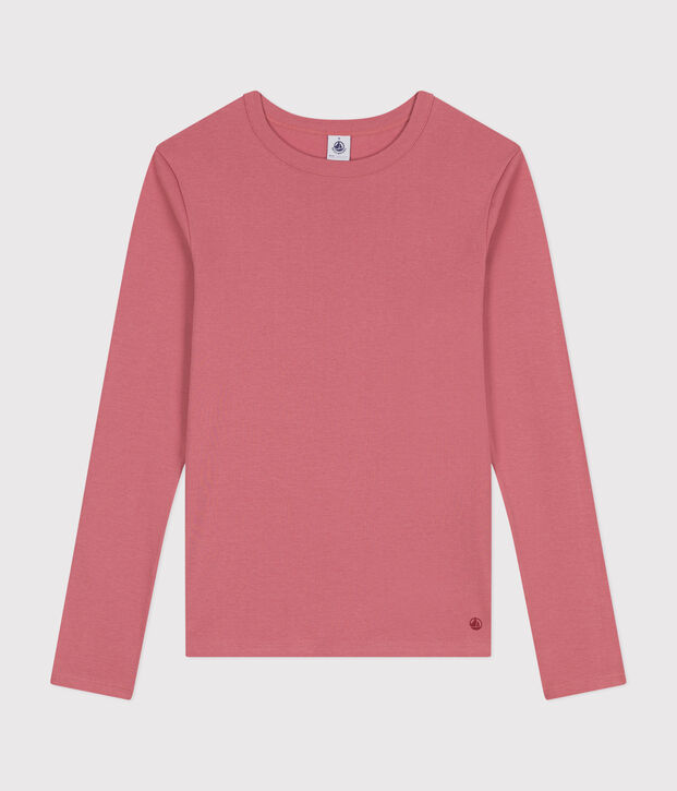 L'Iconique, T-shirt met lange mouw van effen ribstof voor dames roze