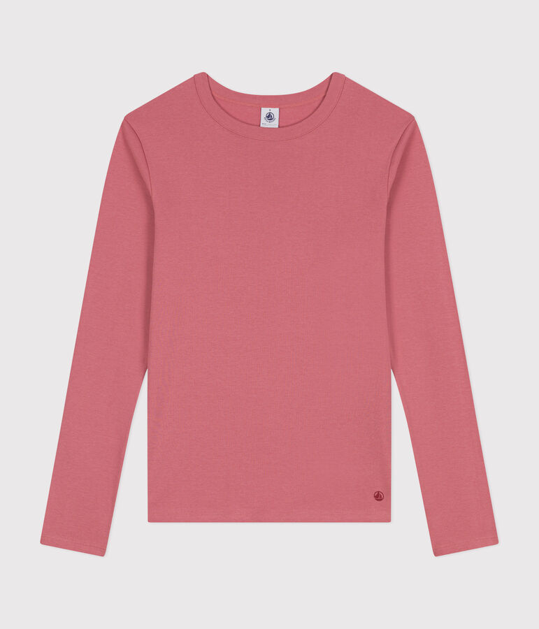L'Iconique, T-shirt met lange mouw van effen ribstof voor dames roze
