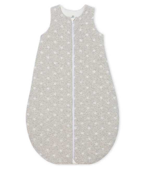 Fluwelen trappelzak babyjongen grijs BELUGA/wit MARSHMALLOW