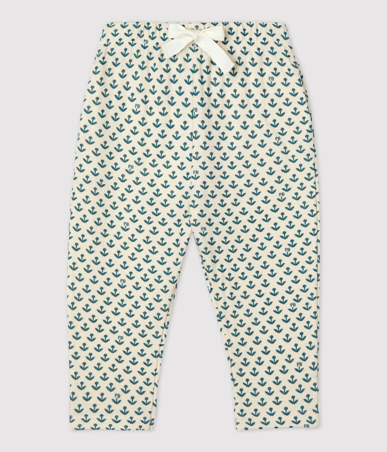 Pantalon en tubique b&eacute;b&eacute; &eacute;cru/vert