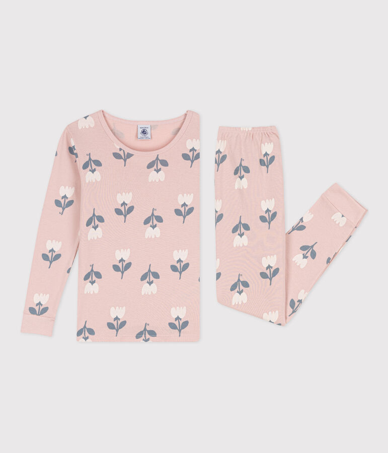 Pyjama ajust&eacute; en coton petite fille rose/multicouleur