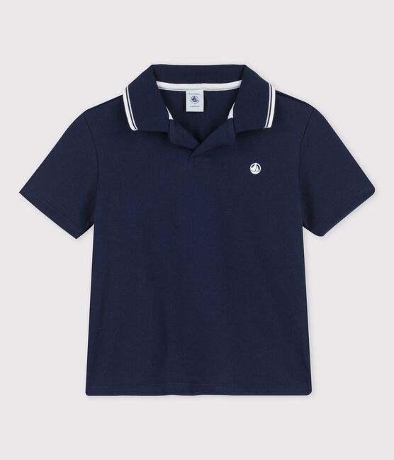 Polo met korte mouwen in jersey voor jongens blauw SMOKING