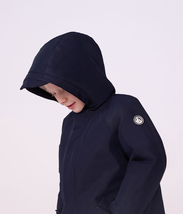 Parka enfant mi-longue unie bleu marine