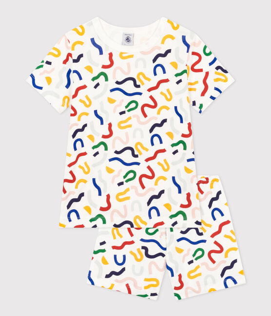 Pyjama short imprimé phosphorescent en coton enfant blanc MARSHMALLOW/blanc MULTICO