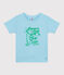Katoenen T-shirt met korte mouwen en print voor kinderen blauw AQUATIC