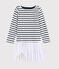 Robe manches longues enfant fille blanc MARSHMALLOW/ SMOKING ARGENT BRILLANT