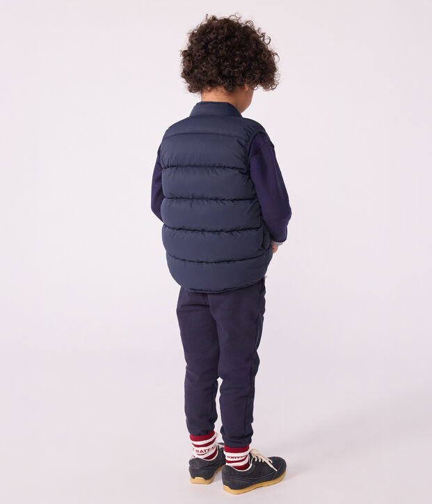 Doudoune enfant sans manche bicolore r&eacute;versible bleu/jaune