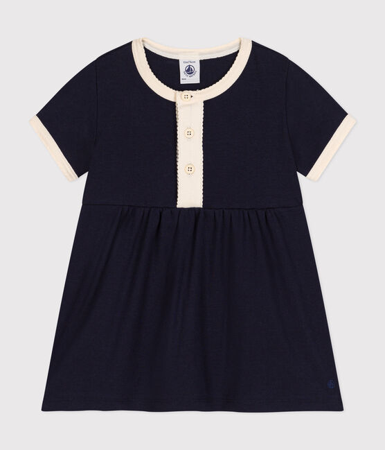 Robe manches courtes en coton bébé bleu SMOKING