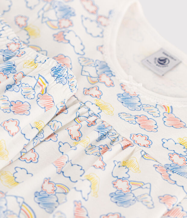Pyjama short imprim&eacute; arc-en-ciel en coton enfant blanc/multicouleur