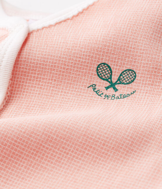 Pyjama van ribstof voor babymeisjes roze ROSAKO/wit MARSHMALLOW CN