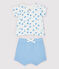 Ensemble 2 pièces bleu bébé en tissu couche et coton biologique blanc MARSHMALLOW/blanc MULTICO