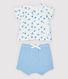 Ensemble 2 pièces bleu bébé en tissu couche et coton biologique