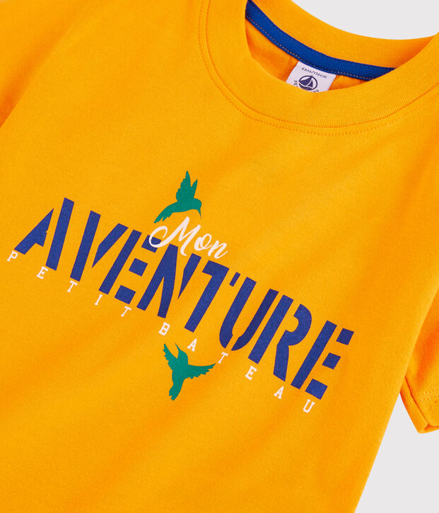 Tee-shirt manches courtes en jersey enfant gar&ccedil;on jaune