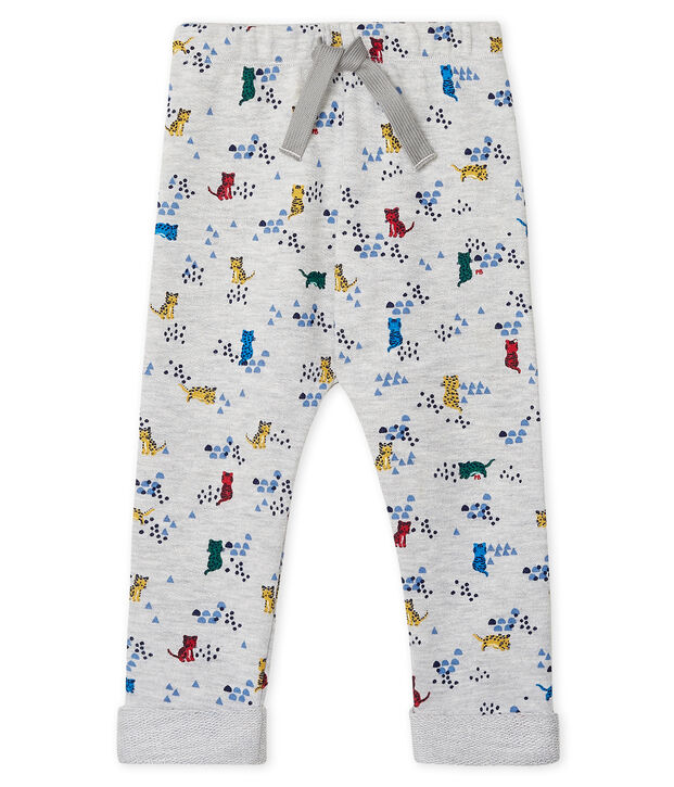 Broek van molton met print babyjongen grijs/multicouleur