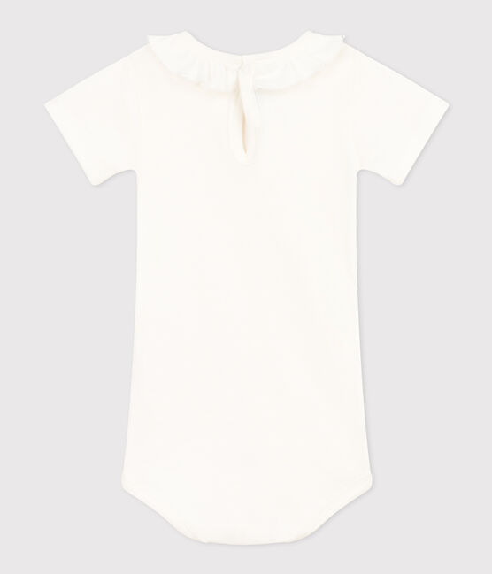Babybody met korte mouwen en kraagje van katoen wit MARSHMALLOW