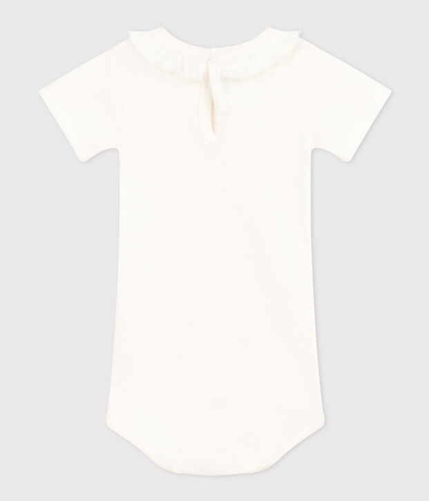 Babybody met korte mouwen en kraagje van katoen wit