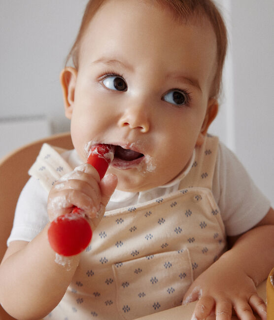 Babysetje met salopette van lichte fleece wit AVALANCHE/ MULTICO