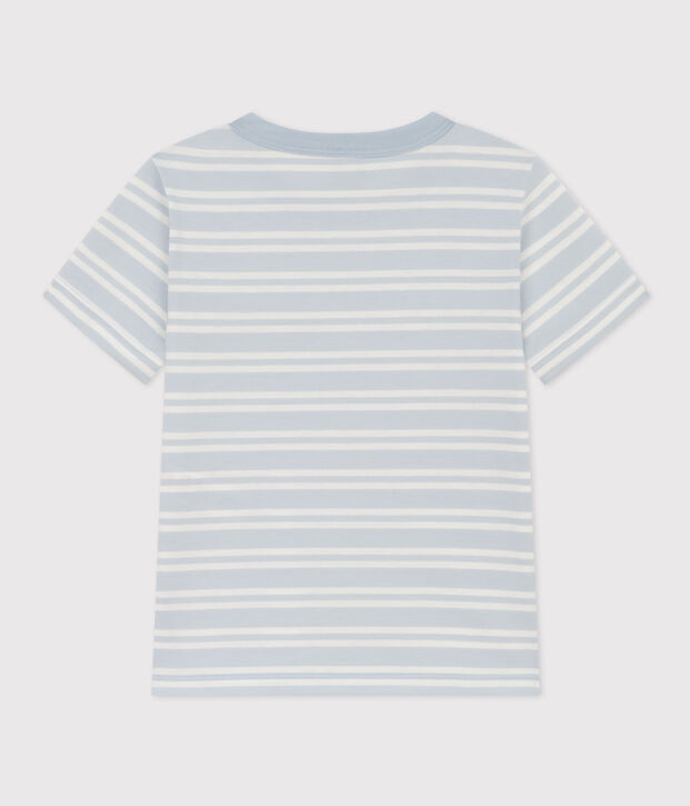 Gestreept katoenen T-shirt voor jongens blauw/wit